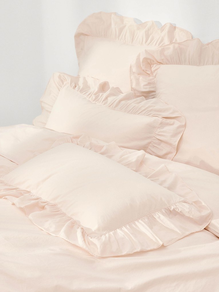 Copripiumino in cotone percalle lavato con volant Louane