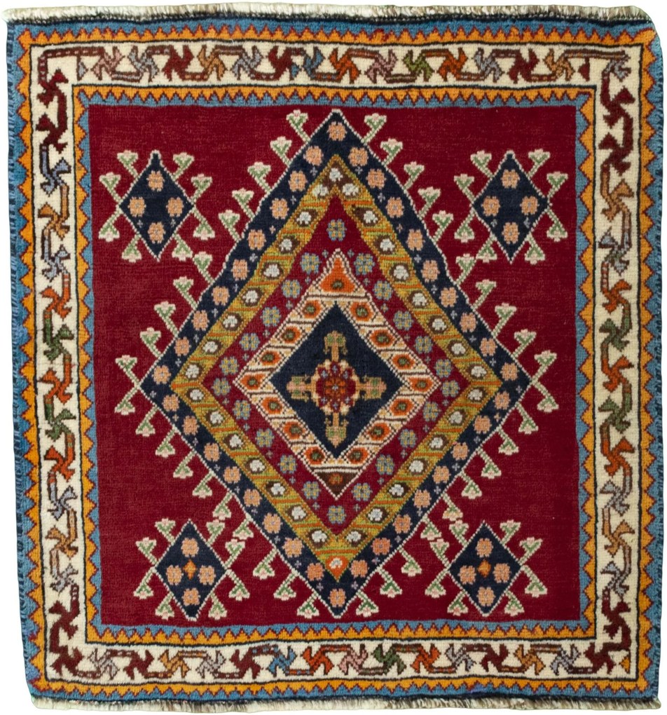 Shiraz Tappeto persiano 70 x 70 Rosso (Iran) Annodato A Mano