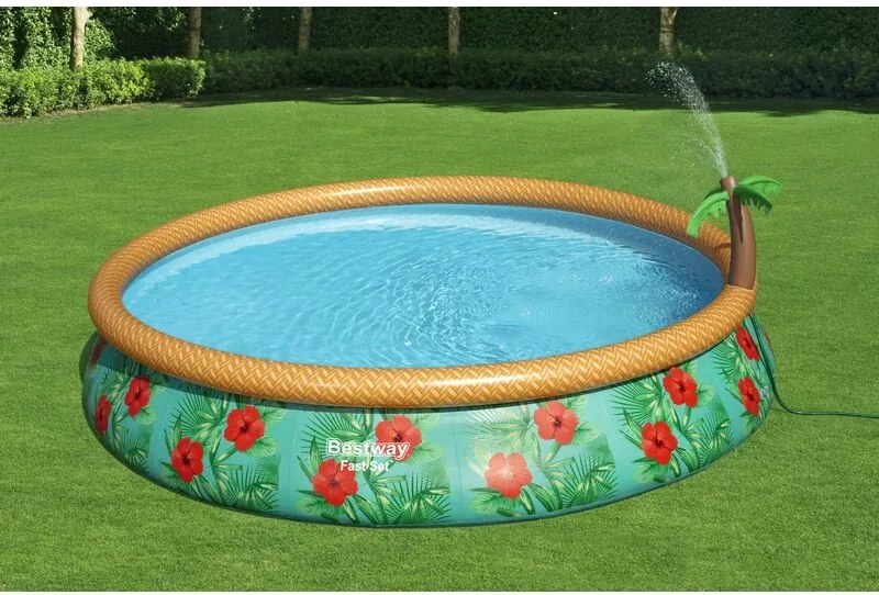 Bestway - Piscina con Anello Autoportante 457x84 cm Paradise Palms fast set 57416