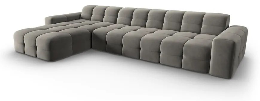 Divano angolare in velluto grigio (angolo sinistro) Kendal - Micadoni Home