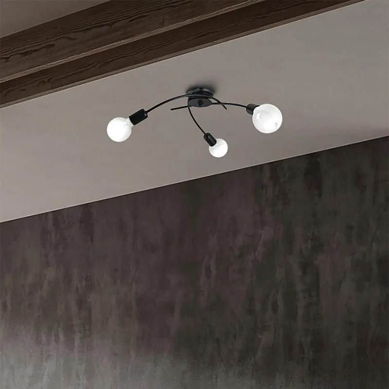 Plafoniera moderno Stella Ø 45 cm nero IP20, 3XE27