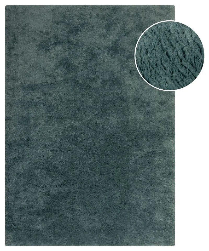 Tappeto in pelliccia sintetica color petrolio 160x230 cm Faroe Wool Look Fur - Flair Rugs