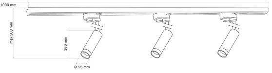 Faretto per sistema a binario PORTO 3xGU10/10W/230V nero
