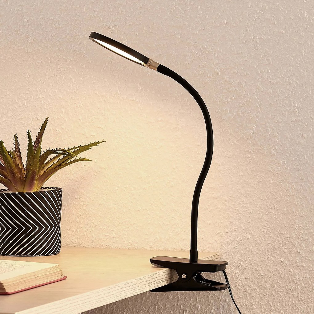 Lindby Binera lampada LED a morsetto con dimming