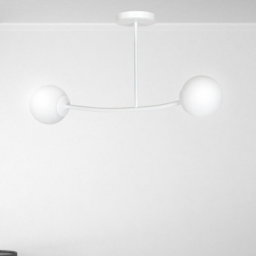 Plafoniera Contemporaneo Krishna Acciaio Bianco 2 Luci E14 Ip20