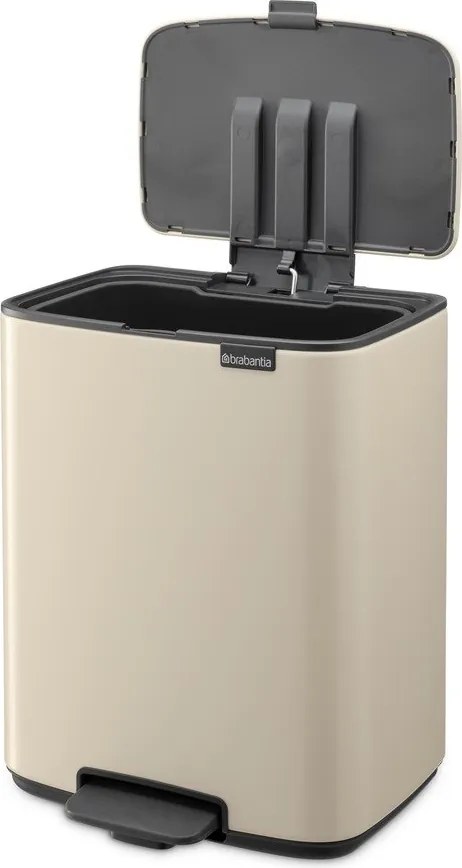 Cestino per la spazzatura beige in acciaio con pedale 12 l Bo – Brabantia