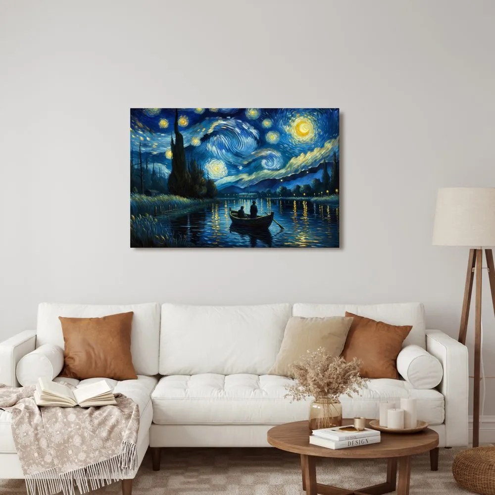 Quadro su tela – Barca sotto il cielo notturno