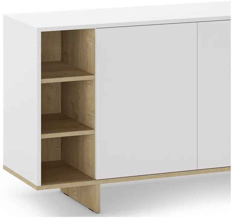 Cassettiera bassa bianca in rovere 170x80 cm Cequoia - Marckeric