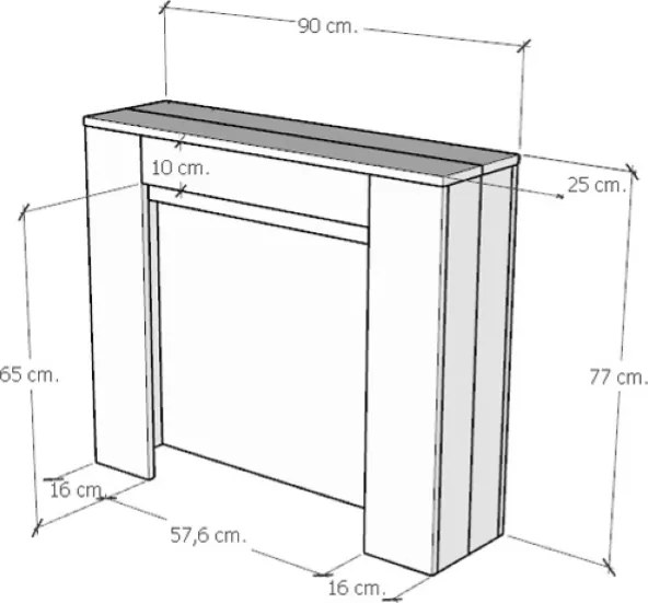 Consolle allungabile 90x25/211 cm NIVES Bianco Frassino allunghe interne