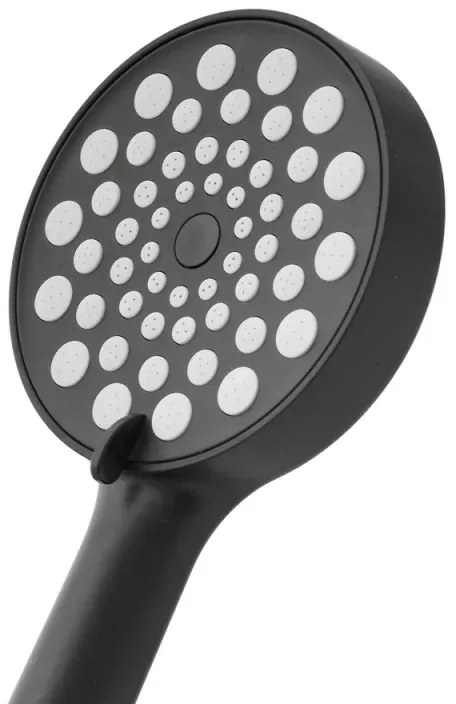 Doccetta tonda 26 cm con tre tipi di getto nero opaco in ABS Hidra
