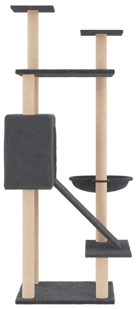 Albero per gatti con tiragraffi in sisal grigio scuro 153 cm