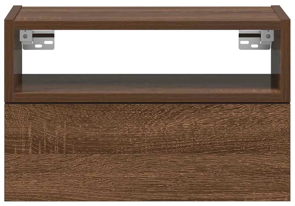 Comodini a muro 2 pz rovere marrone 45x26x28,5 cm