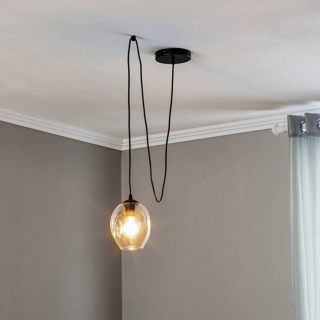 EMIBIG LIGHTING Lampada a sospensione Starla decentrata 1 luce, vetro trasparente