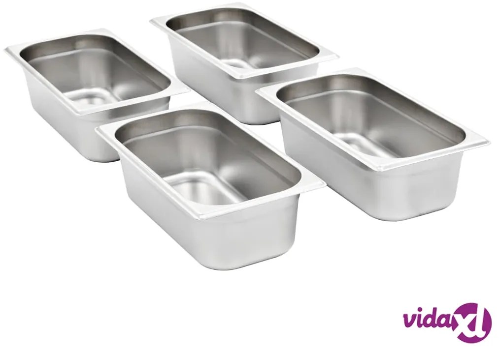 vidaXL Contenitori Gastronorm 8 pz GN 1/3 100 mm in Acciaio Inox