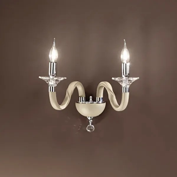 Applique GALA 37 cm in vetro con dettagli in metallo 2 Luci Tortora
