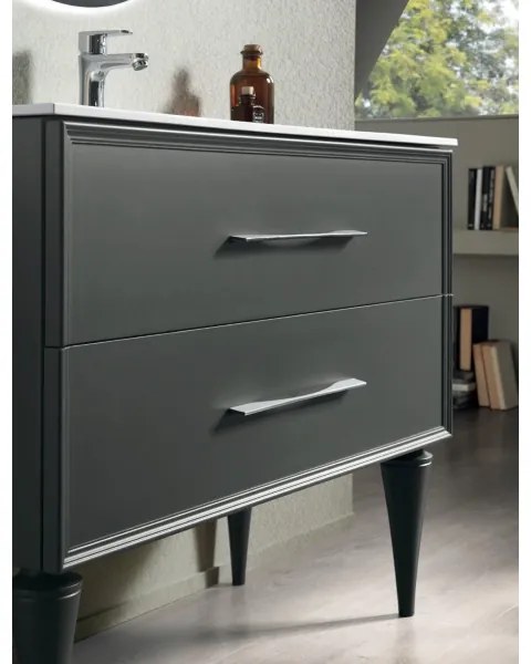 Mobile bagno moderno 120 cm - Antracite Opaco - 2 cassetti - Lavabo - CLASSIC