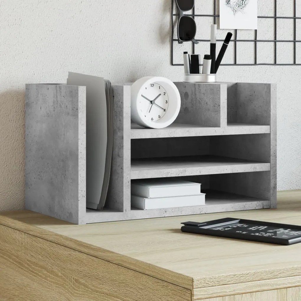 Organizer Scrivania Grigio Cemento 44,5x24x25 Legno Multistrato /