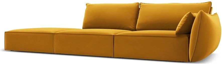 Divano color senape con penisola a destra con rivestimento in velluto 264 cm Vanda – Mazzini Sofas