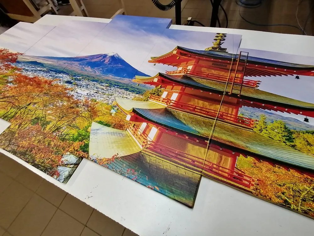 Quadri 5 pezzi – Vista sulla Pagoda Chureito e sul Monte Fuji
