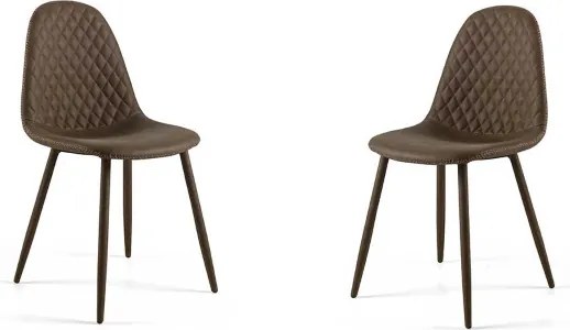 Sedia sala da pranzo ecopelle Marrone - SOFT 2 sedie