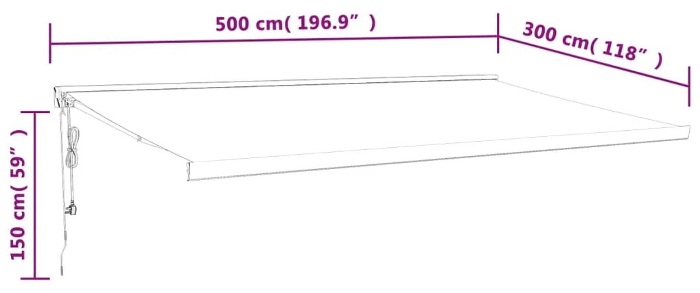 Tenda da Sole Retrattile Antracite 5x3 m in Tessuto e Alluminio