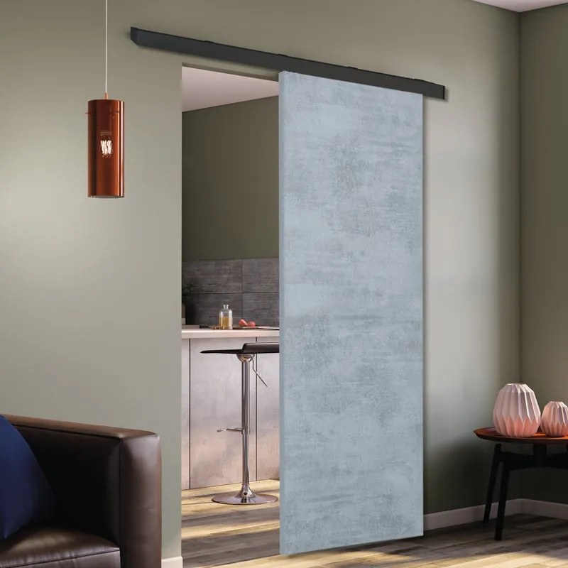 Porta scorrevole Cemento in mdf, L 92.5 x H 211.5 cm, con binario Atelier