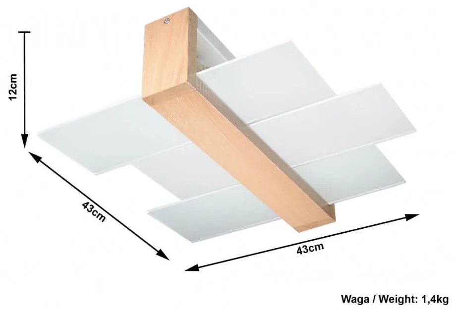 Plafoniera da Soffitto Legno Naturale 2xE27 FENIKS 2 da Interno Colore del corpo Legno