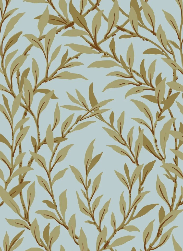 Cole & Son Carta da parati Willow Branch - Olive on Teal