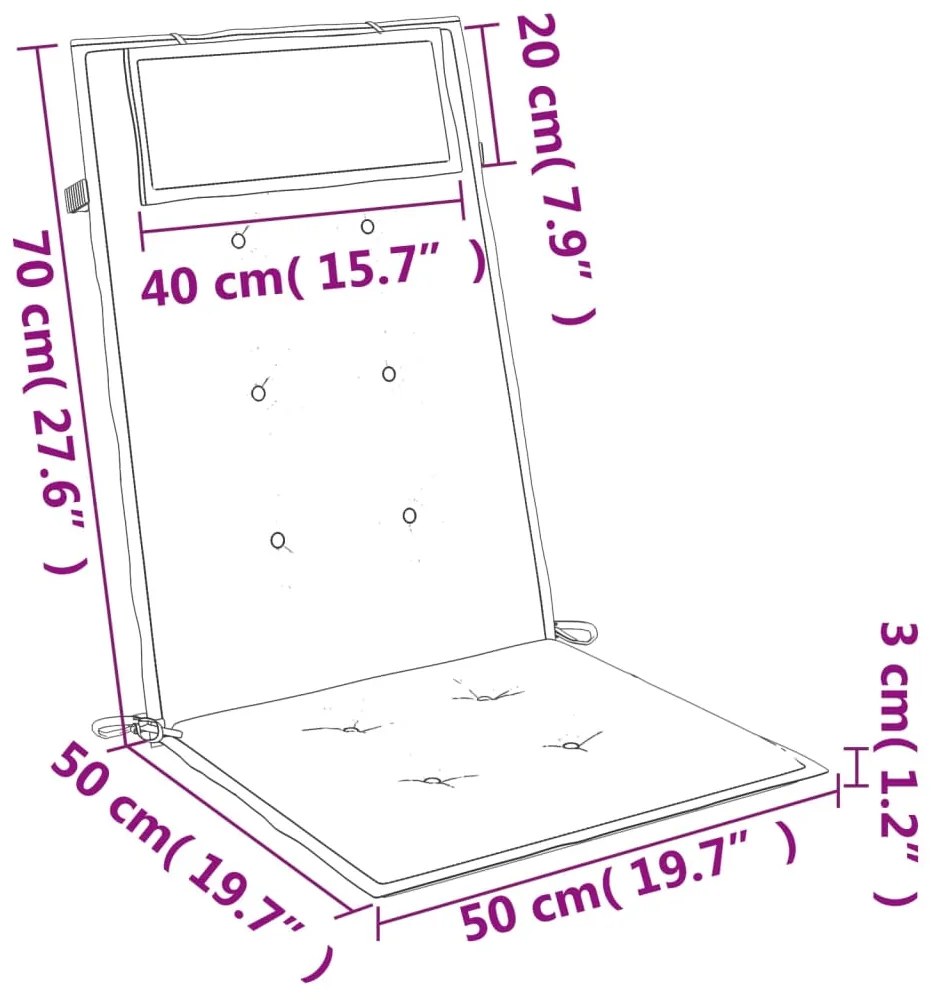 Cuscini Sedia Schienale Alto 4 pz Motivo Foglie Tessuto Oxford