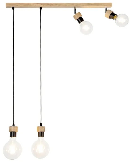 Lampadario Industriale Lampadario Industriale Clartina 4x E27 nero paralume nero 4x E27