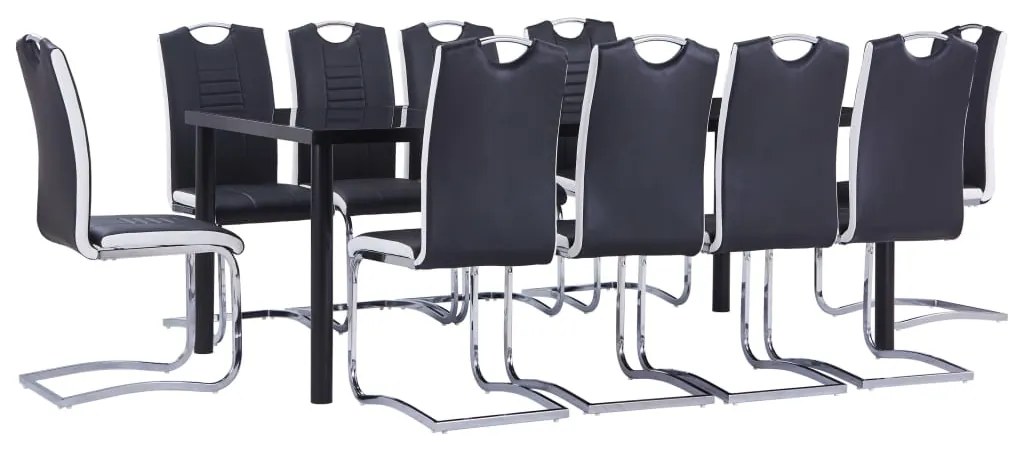 Set Sala Da Pranzo 11 Pz İn Similpelle Nero /