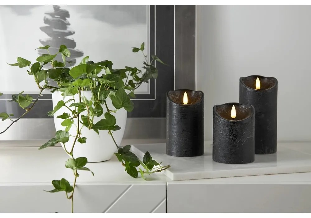 Candela LED in cera nera, altezza 12,5 cm Flamme Rustic - Star Trading