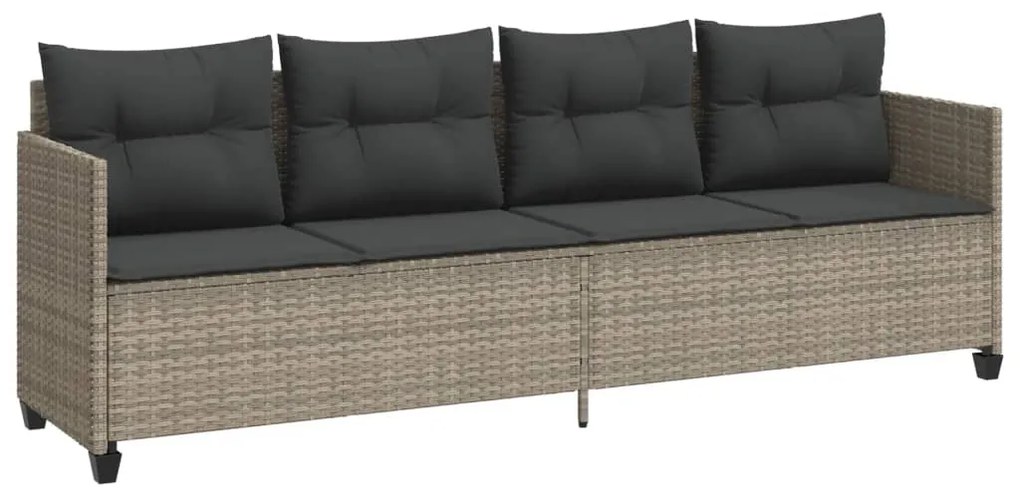 Set divano da giardino 5pz con cuscini grigio chiaro polyrattan