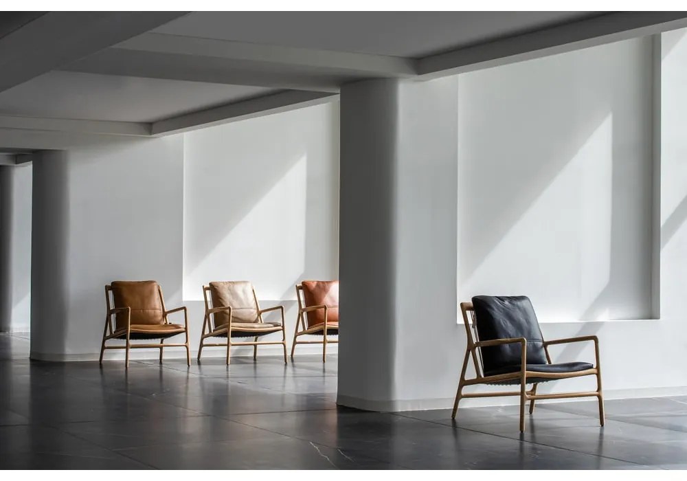 Poltrona in pelle di colore nero-naturale Dedo - Gazzda