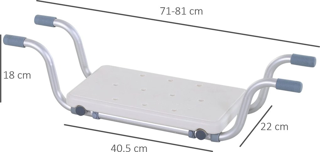 Sedile per Vasca da Bagno Regolabile in Larghezza in Alluminio Bianca...