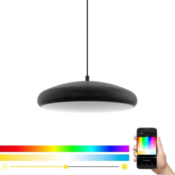 Eglo 33328 - LED RGBW Lampadario dimmerabile a sospensione con filo RIODEVA-C LED/27W/230V nero