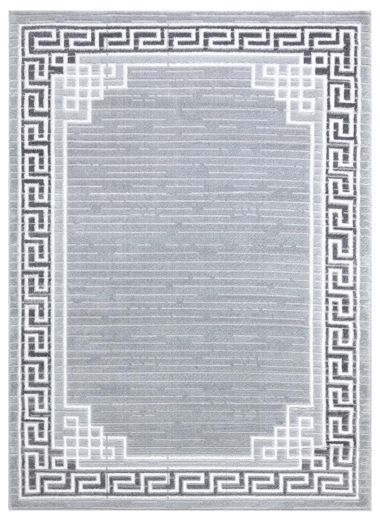 Tappeto MEFE moderno  9096 Telaio, chiave greca - Structural due livelli di pile grigio