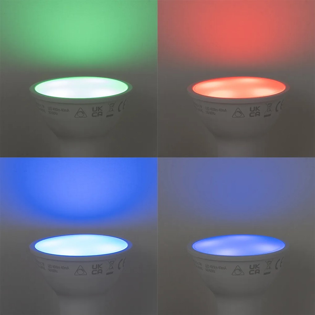 Set di 5 lampadine LED intelligenti GU10 50mm dimmerabili opale RGBW 4.7W 400 lm 2700-6500K
