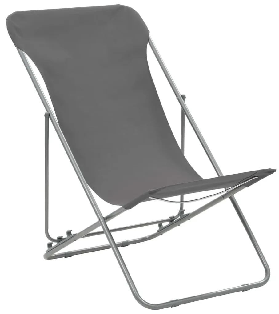Sedia da spiaggia pieghevole 2 pz acciaio tessuto oxford grigio