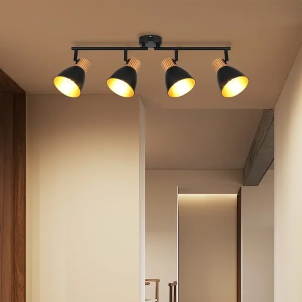 Brilagi - Plafoniera con 4 faretti ODENSE 4xE14/10W/230V in legno di caucciù/nero