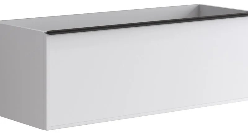 Mobile da bagno sotto lavabo Pixel frame bianco e maniglia alluminio nero laccato L 120 x H 40 x P 45.5 cm 2 cassetti, lavabo non incluso