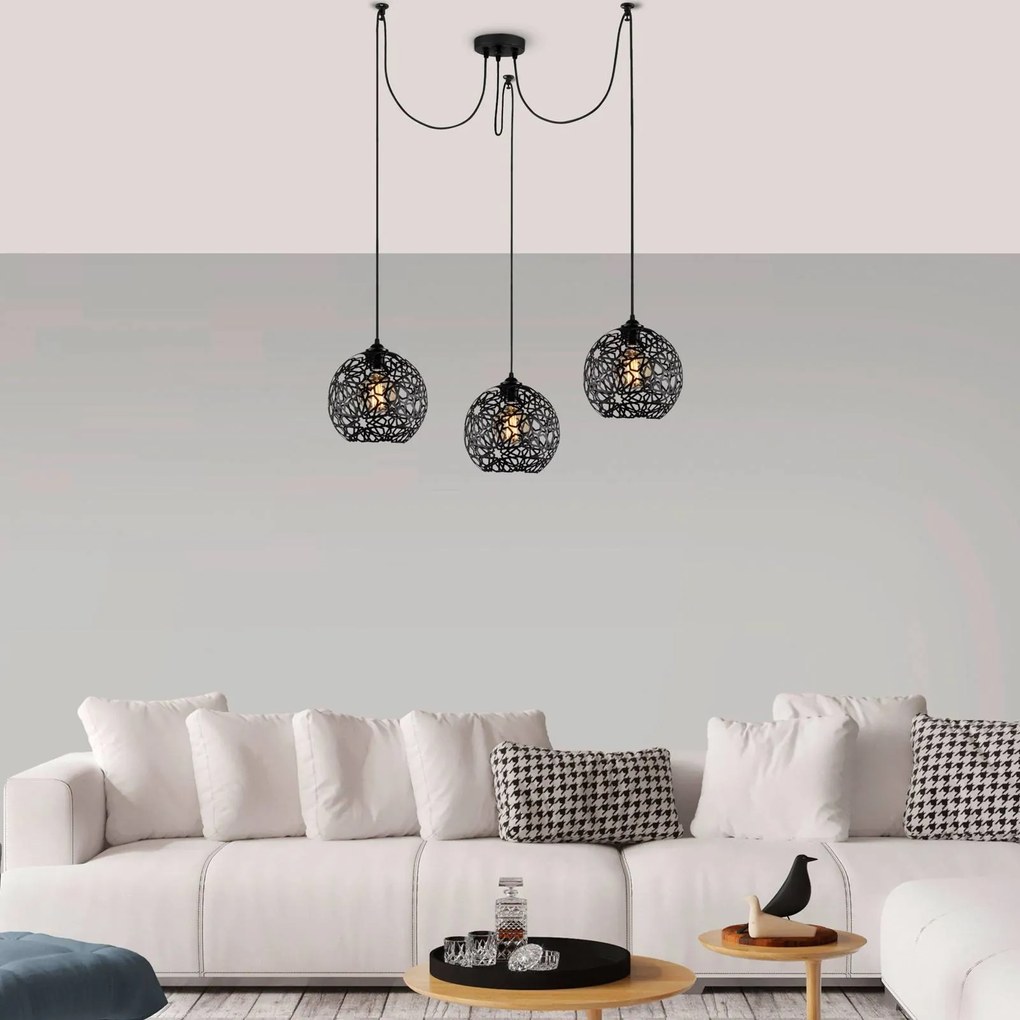 Lampada a sospensione Fellini MR-897 Opviq, dimmerabile, Nero, Soggiorno / Sala da pranzo, Metallo, Moderno, Lampada a sospensione