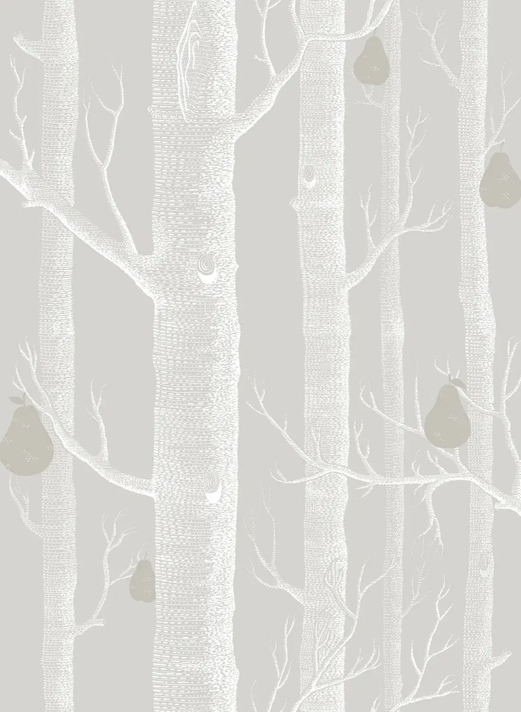 Cole & Son Carta da parati Woods & Pears - Grey/ White/ Silver