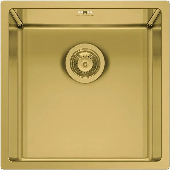 Lavello sottotop 1 vasca in inox oro PYRAMIS Astris L 40 x L 40 cm