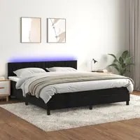 Letto a Molle con Materasso e LED Nero 180x200 cm in Vellutocod mxl 98934