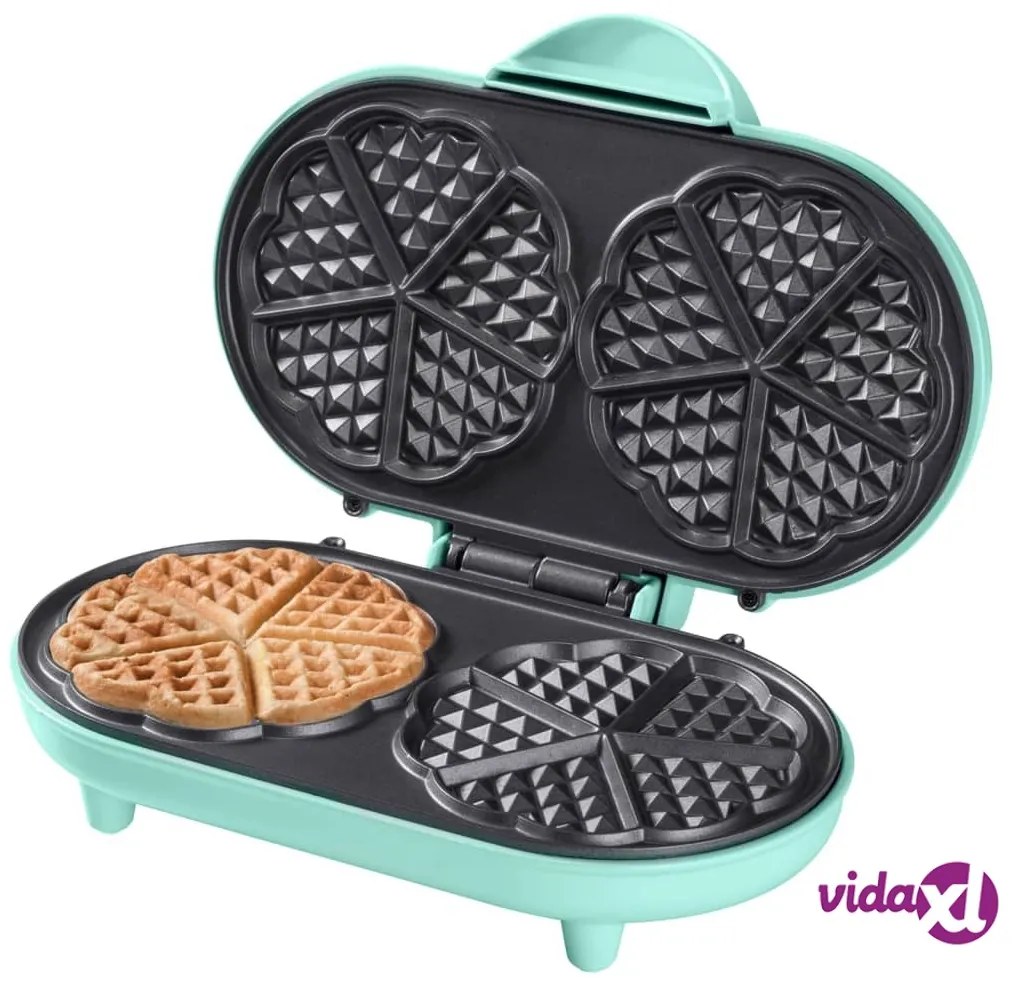 Bestron Piastra Doppia per Waffle a Cuore ADWM1000M 1000 W Menta