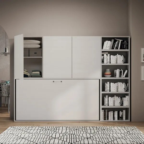 Letto NABOR singolo a scomparsa Bianco Frassino Composizione G