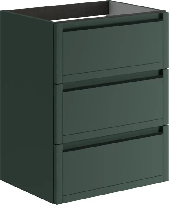 Mobile da bagno sospeso sotto lavabo L 59.5 x H 78 x P 45.5 cm verde opaco, 3 cassetti TRATTO