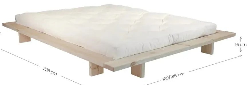 Letto matrimoniale in legno di pino con griglia color naturale 160x200 cm Japan - Karup Design