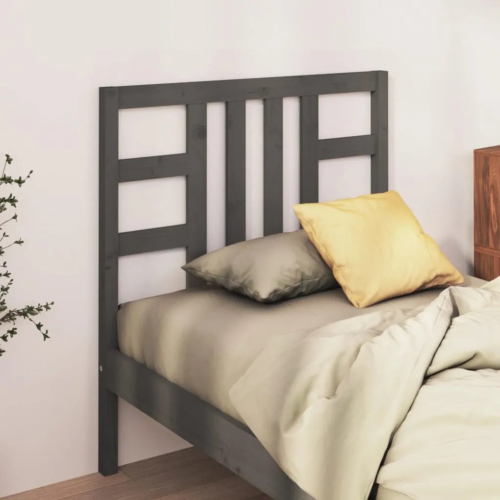 Testiera Per Letto Grigia 106x4x100 Cm Legno Massello Di Pino /